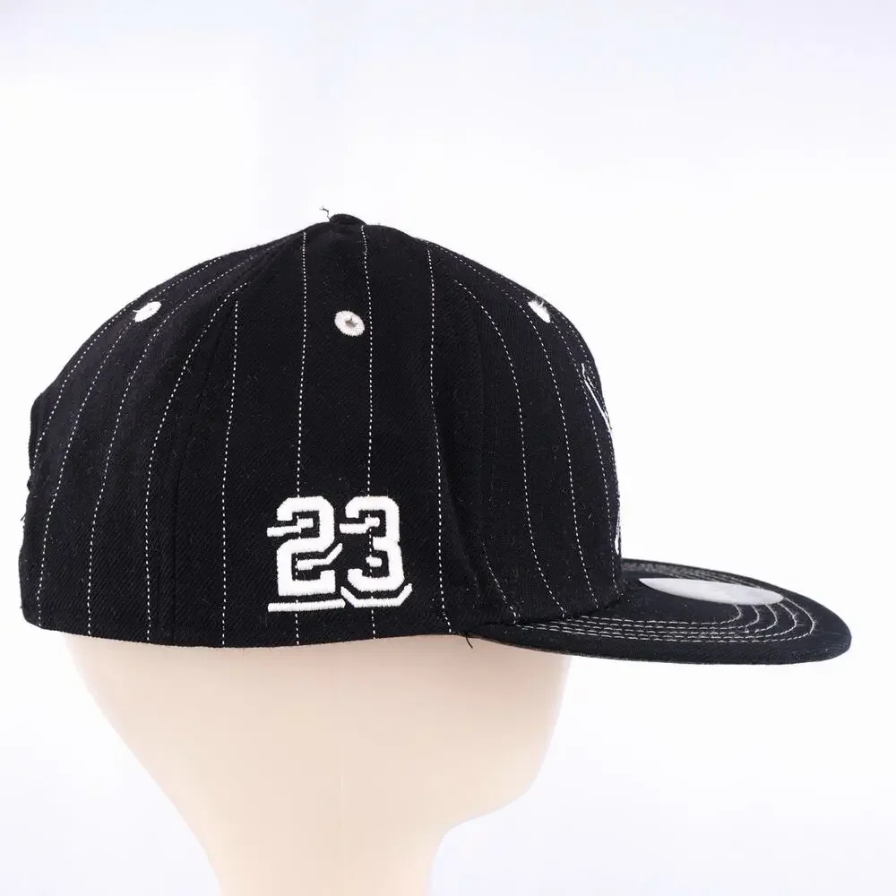 Air Jordan Barons 45 Hat Men Black Pinstripe Jumpman Snap Back Cap